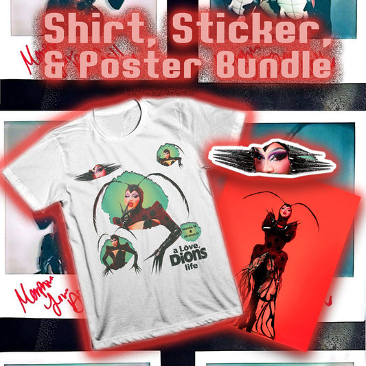 Shirt + Sticker + Poster Bundle